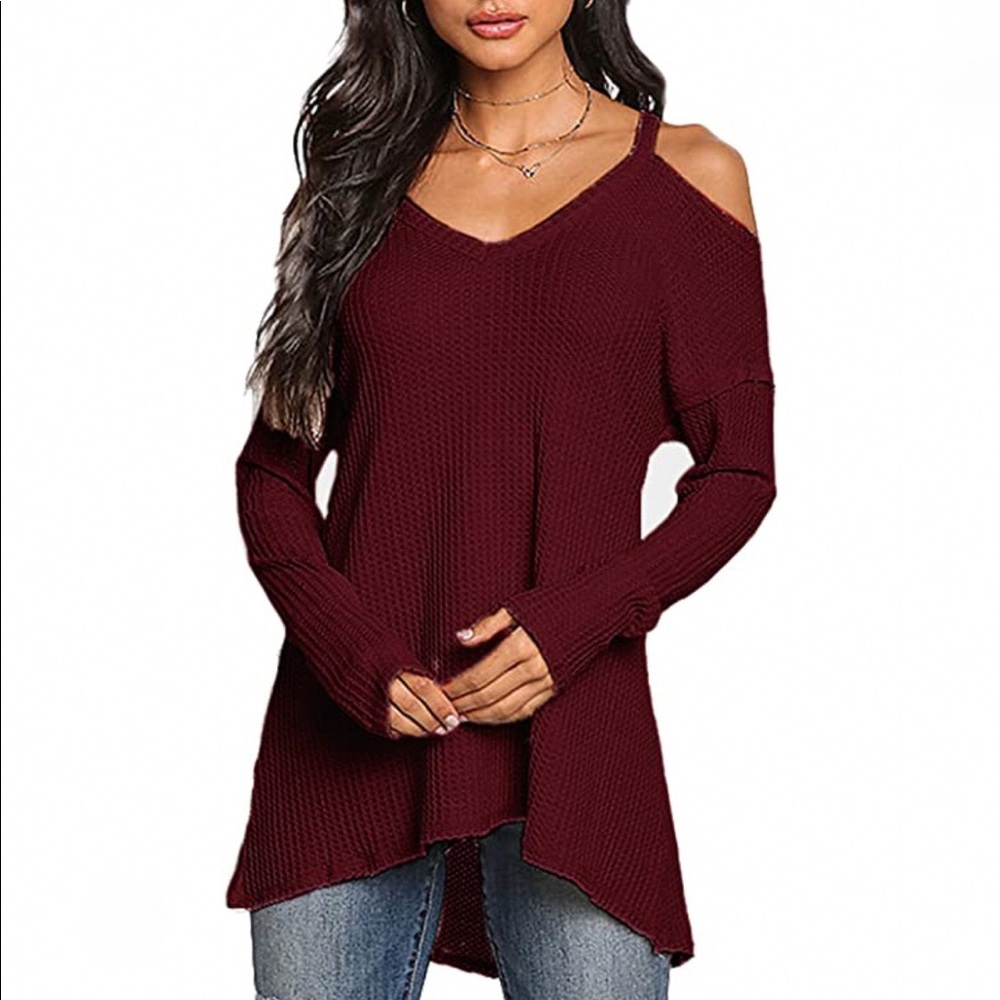 Waffle Knit Cold Shoulder